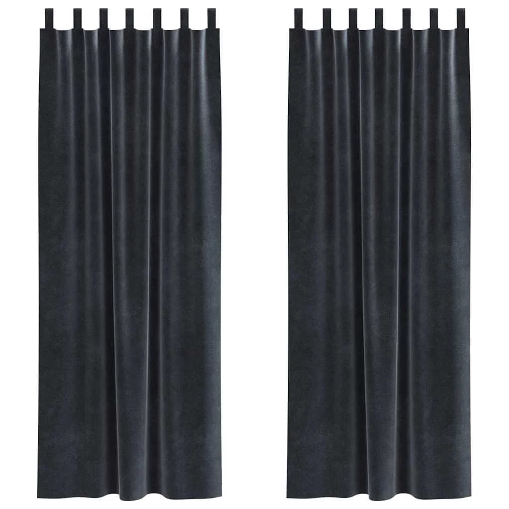 Zatemnitvene zavese 2 kos Temno siva 140 x 225 cm Žamet - slika 2