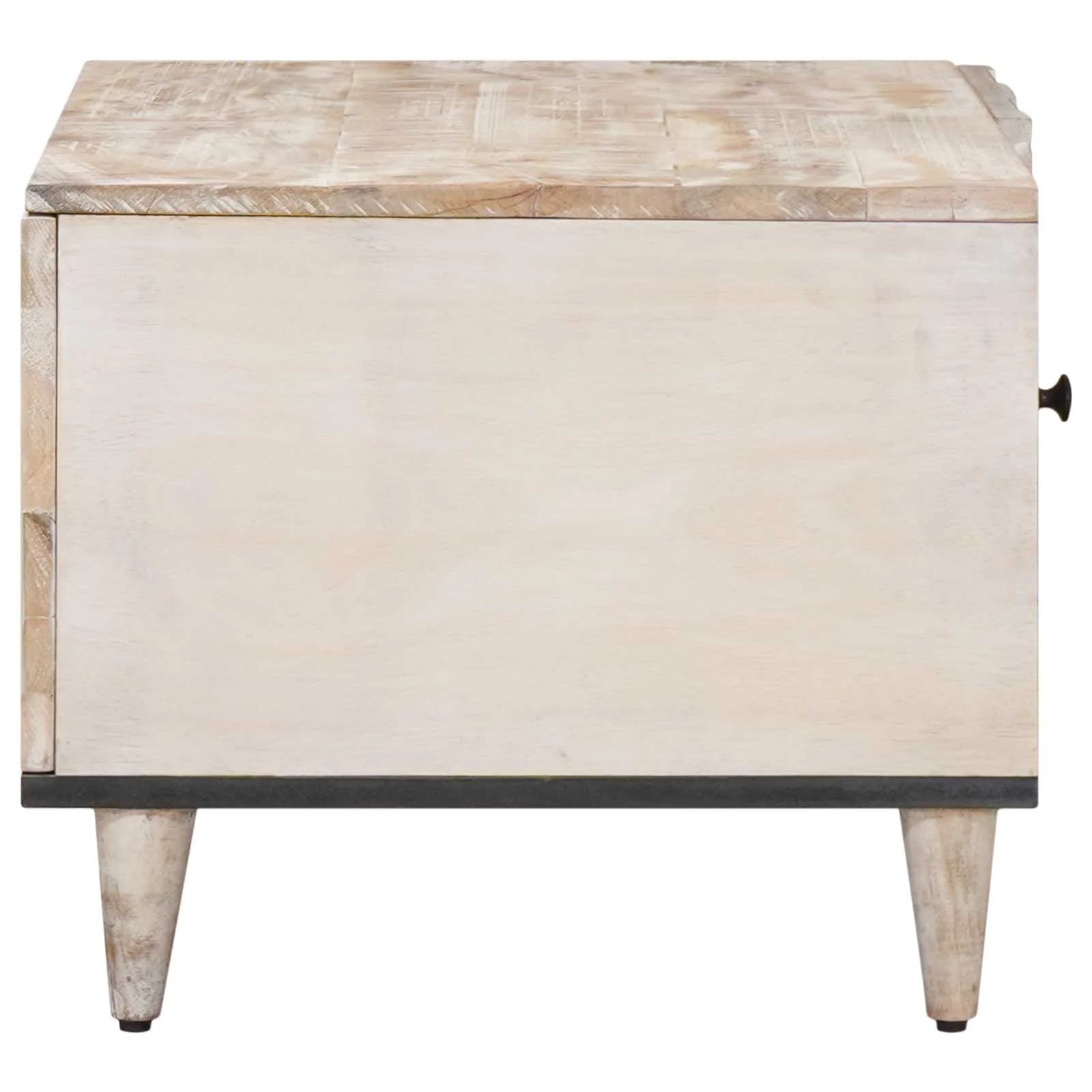 Klubska miza Bela 80 x 50 x 40 cm Masiven les manga - slika 4