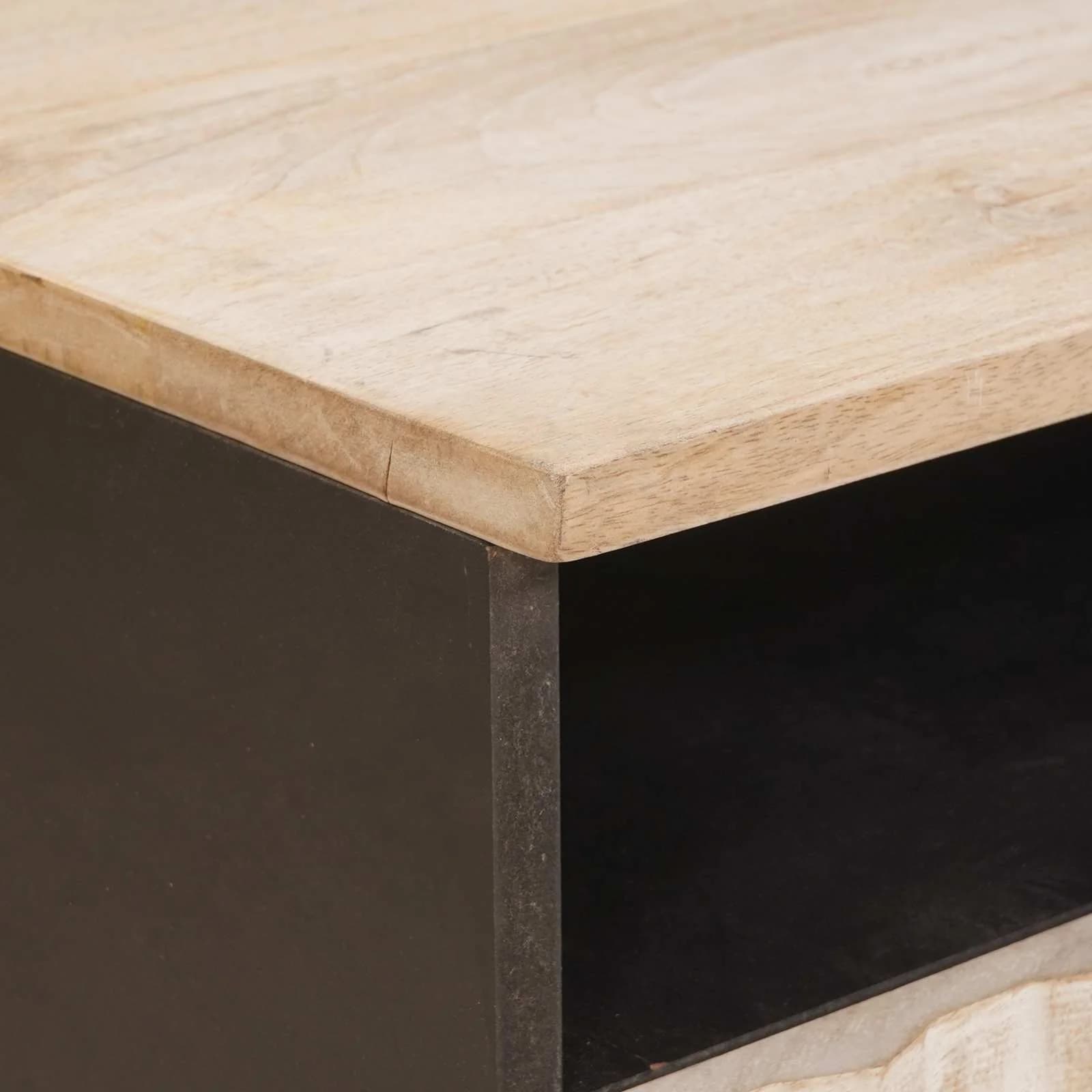 Klubska miza s predalom Bela 80 x 54 x 40 cm Masiven les manga - slika 6