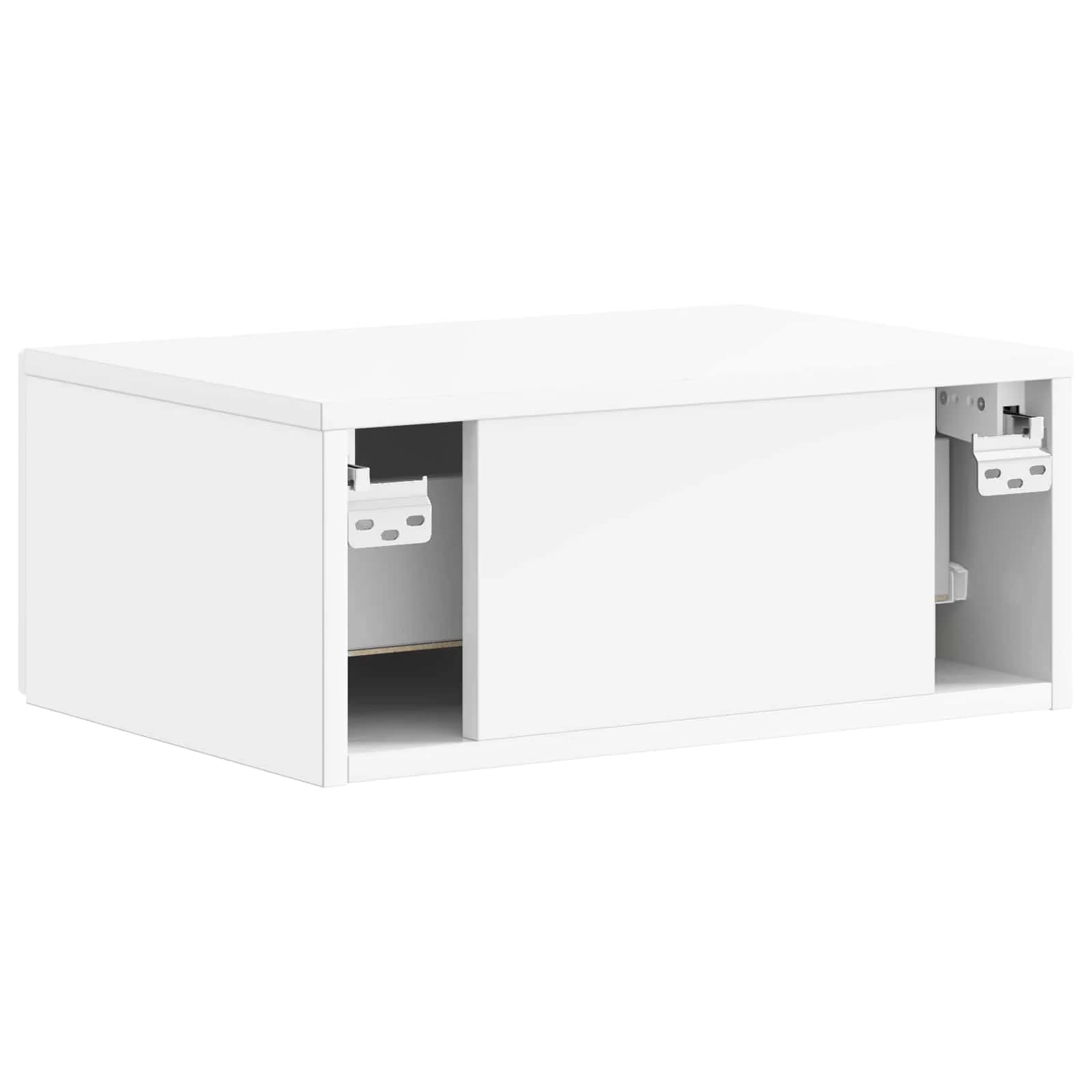 Stenski nočni omarici 2 kos Bela visok sijaj 49 x 34,5 x 20 cm - slika 9