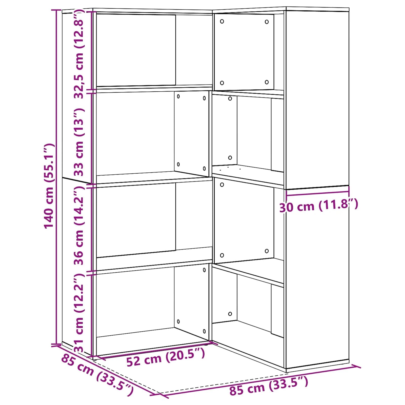 Garderobna omara 6 nivojev 85 x 85 x 140 cm Inženirski les - slika 12