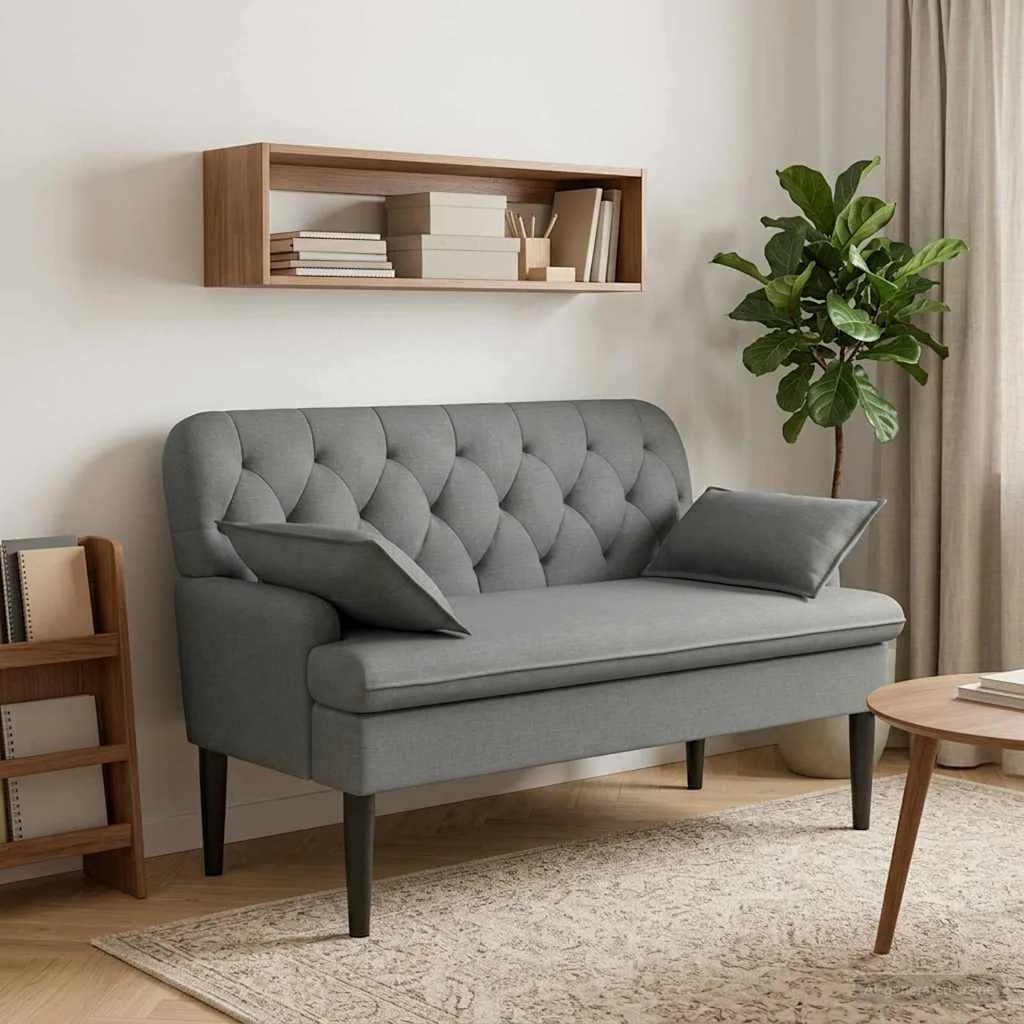 Dvojnica s gumbi Temno siva 111 x 68 x 80 cm Blago