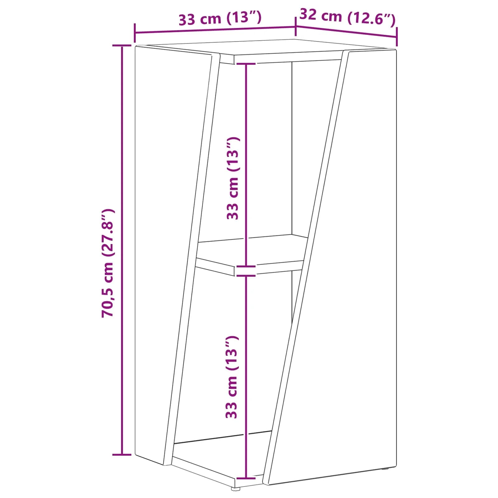 Stranski polic 33 x 32 x 70,5 cm Inženirski les Star les - slika 10