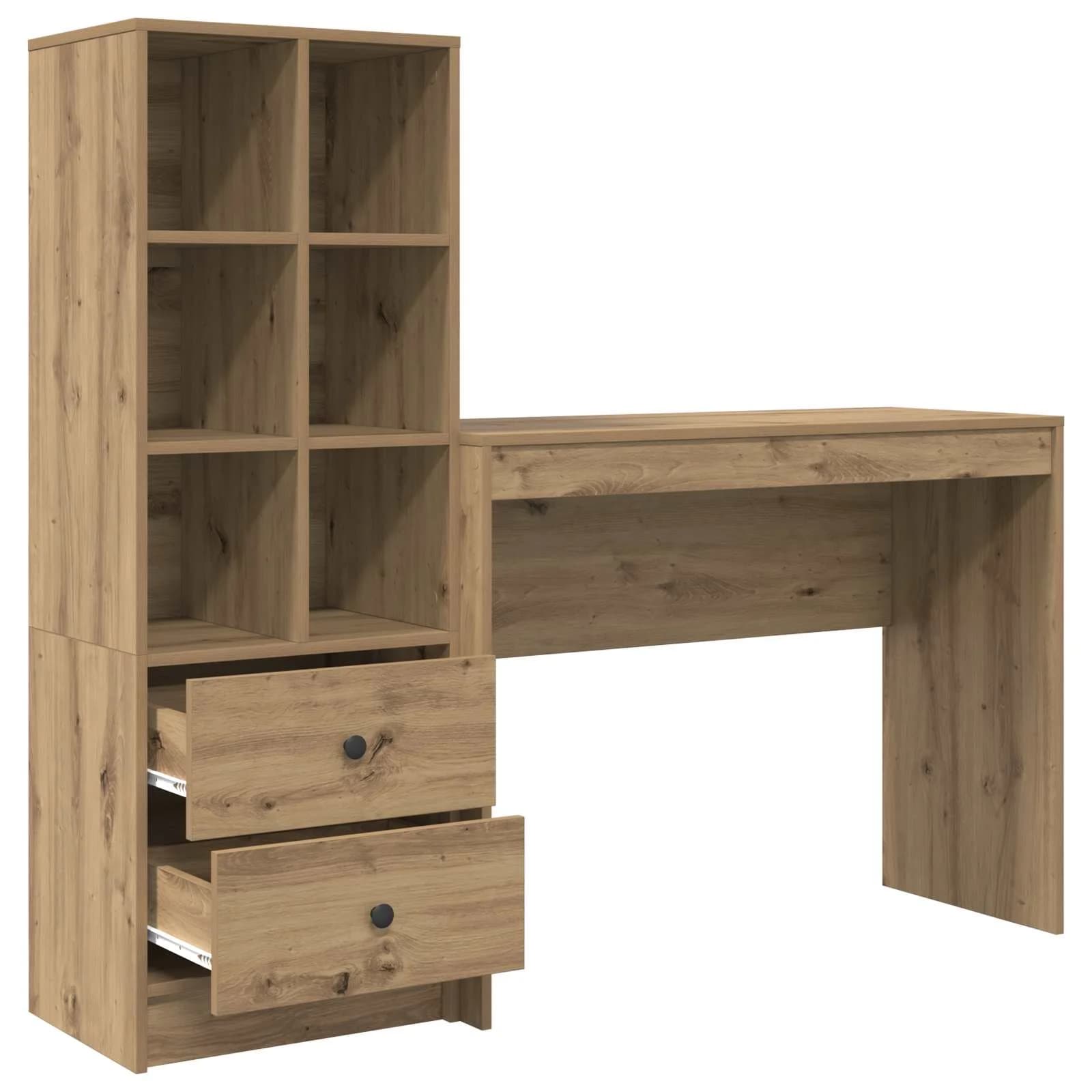 Miza Umetni hrast 145,5 x 40 x 127 cm 2 kos - slika 7