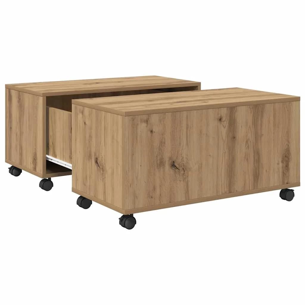 Klubska miza Umetni hrast 75 x 75 x 38 cm Inženirski les - slika 2