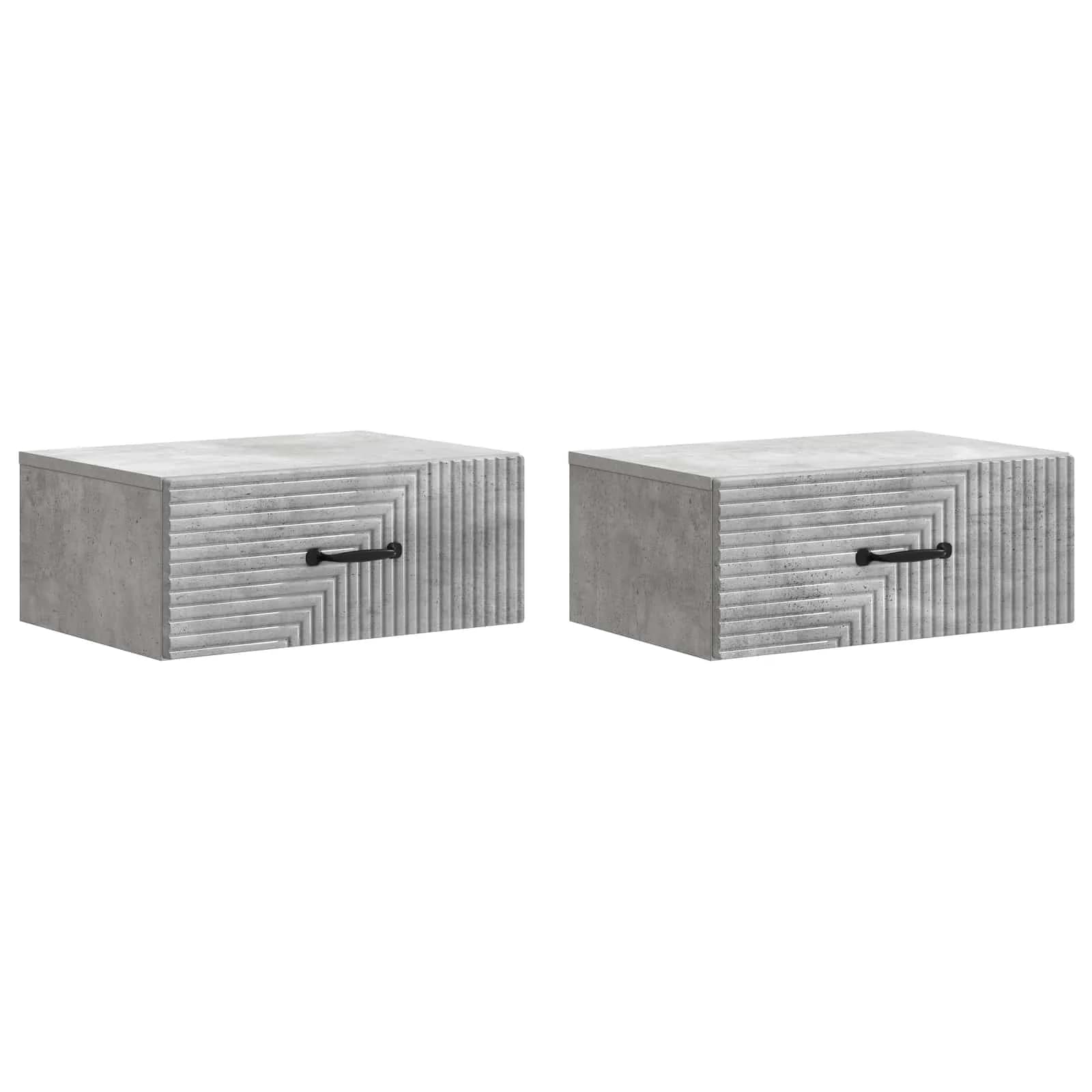 Stenski nočni omarici 2 kos Betonsko siva 49 x 34,5 x 20 cm - slika 2