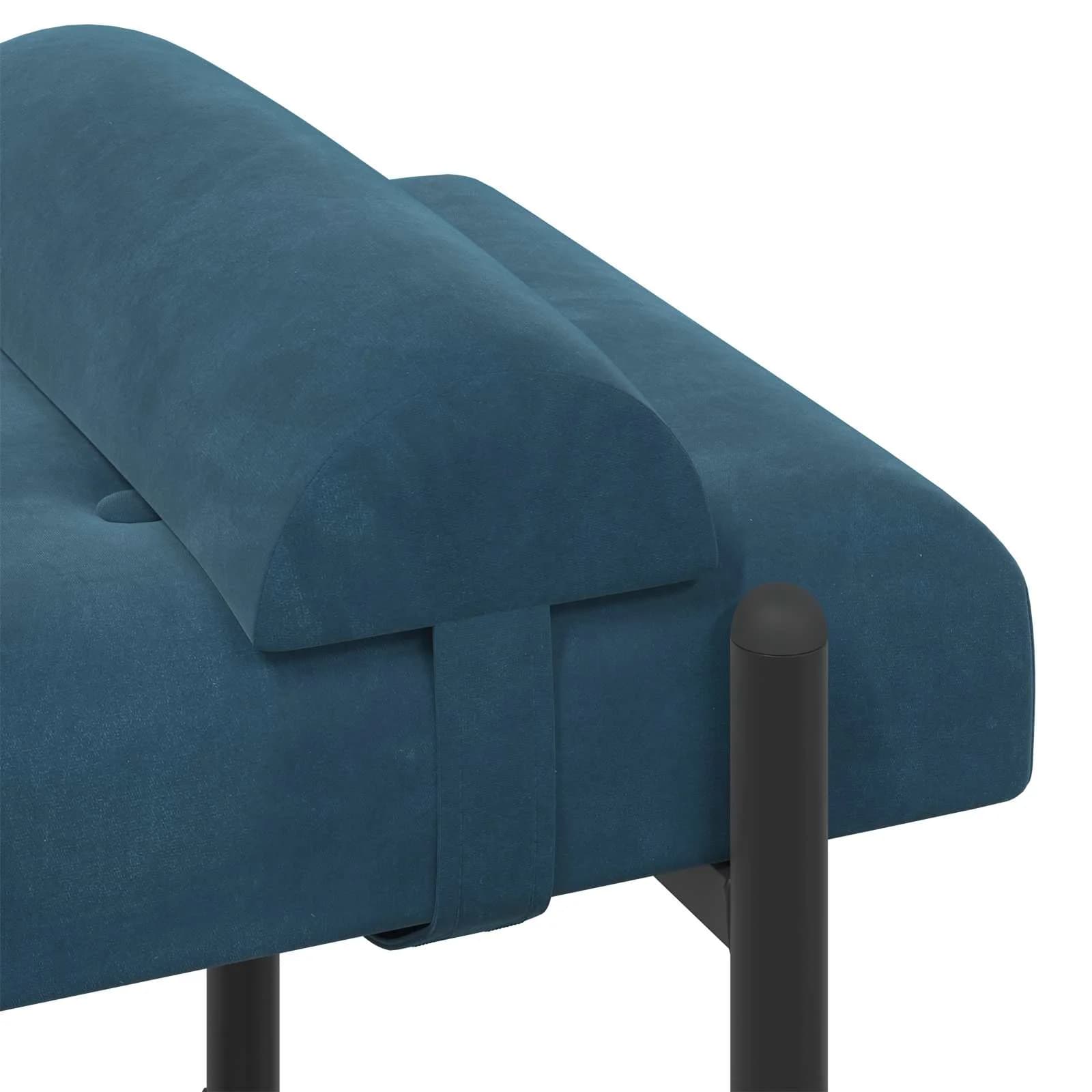 Klubska klop z gumbi in vzglavniki Modra 110 x 40 x 46 cm Žamet - slika 6