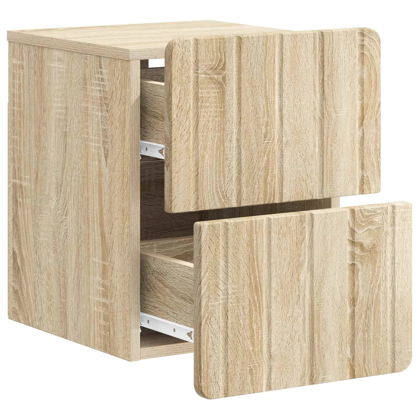Stenski nočni omarici 2 kos Sonoma hrast 33 x 34,5 x 43 cm - slika 6