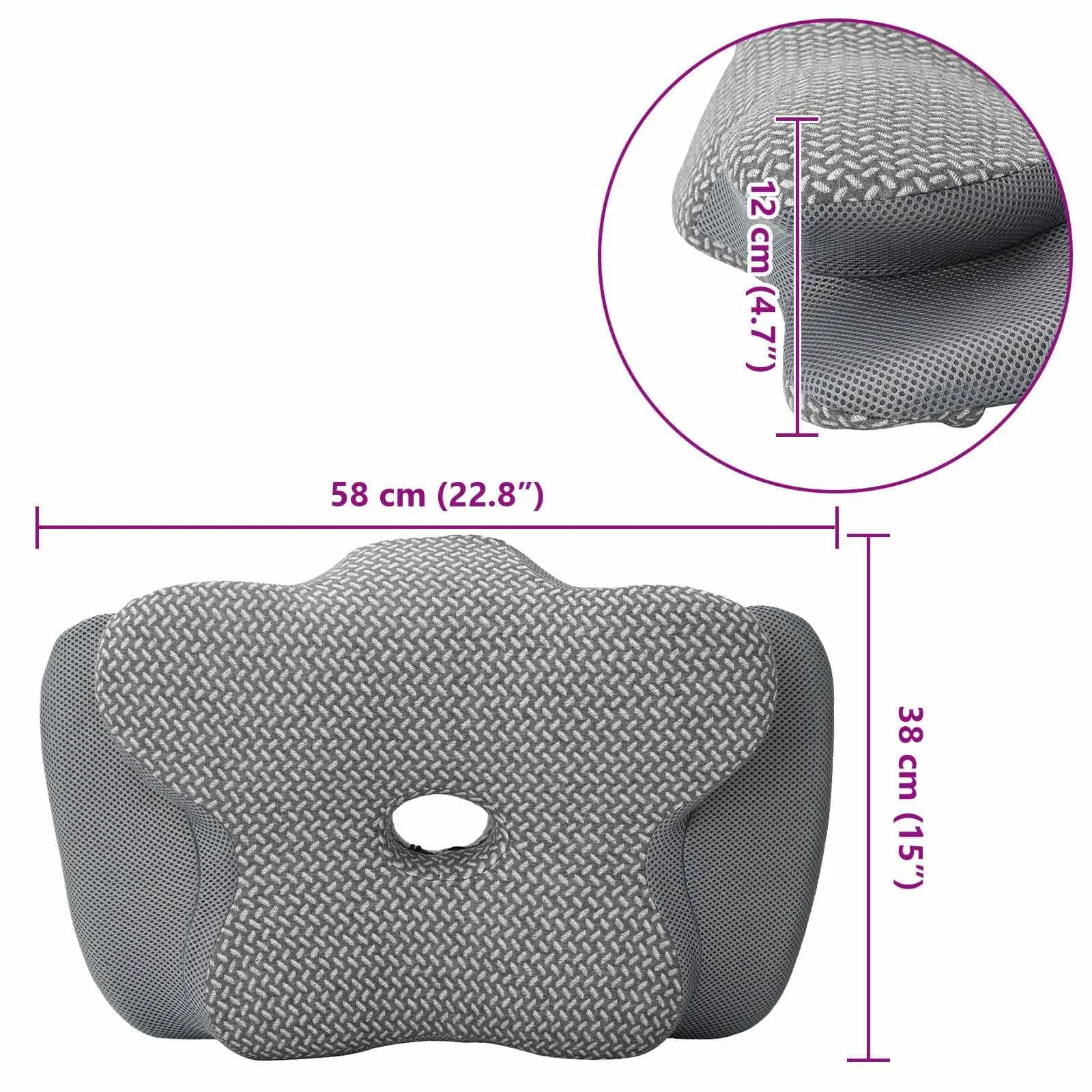 Vzglavnik za vrat Siva Spominska pena 58 x 38 x 12 cm - slika 12