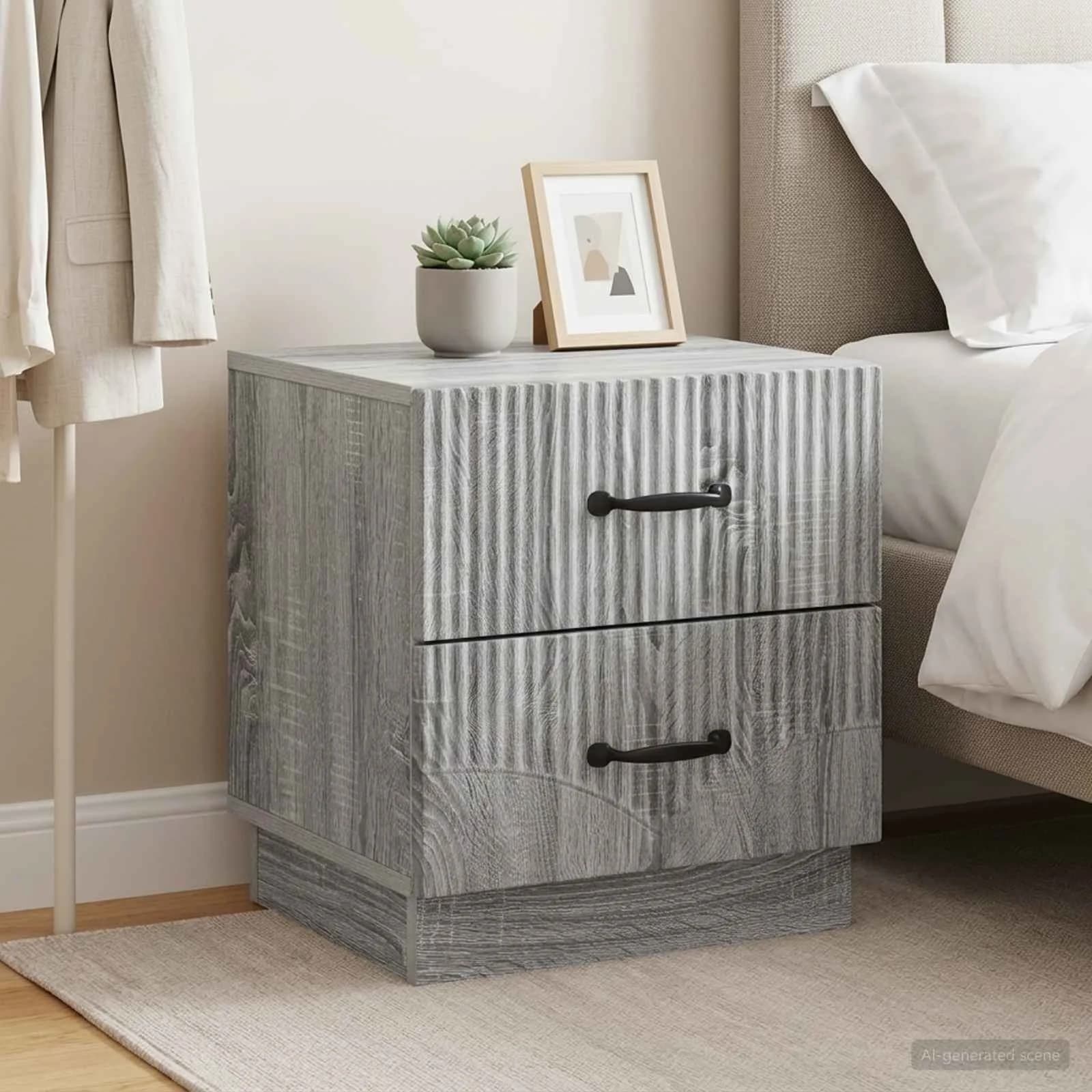 Nočna omarica 2 kos Siva Sonoma 43 x 34,5 x 44,5 cm