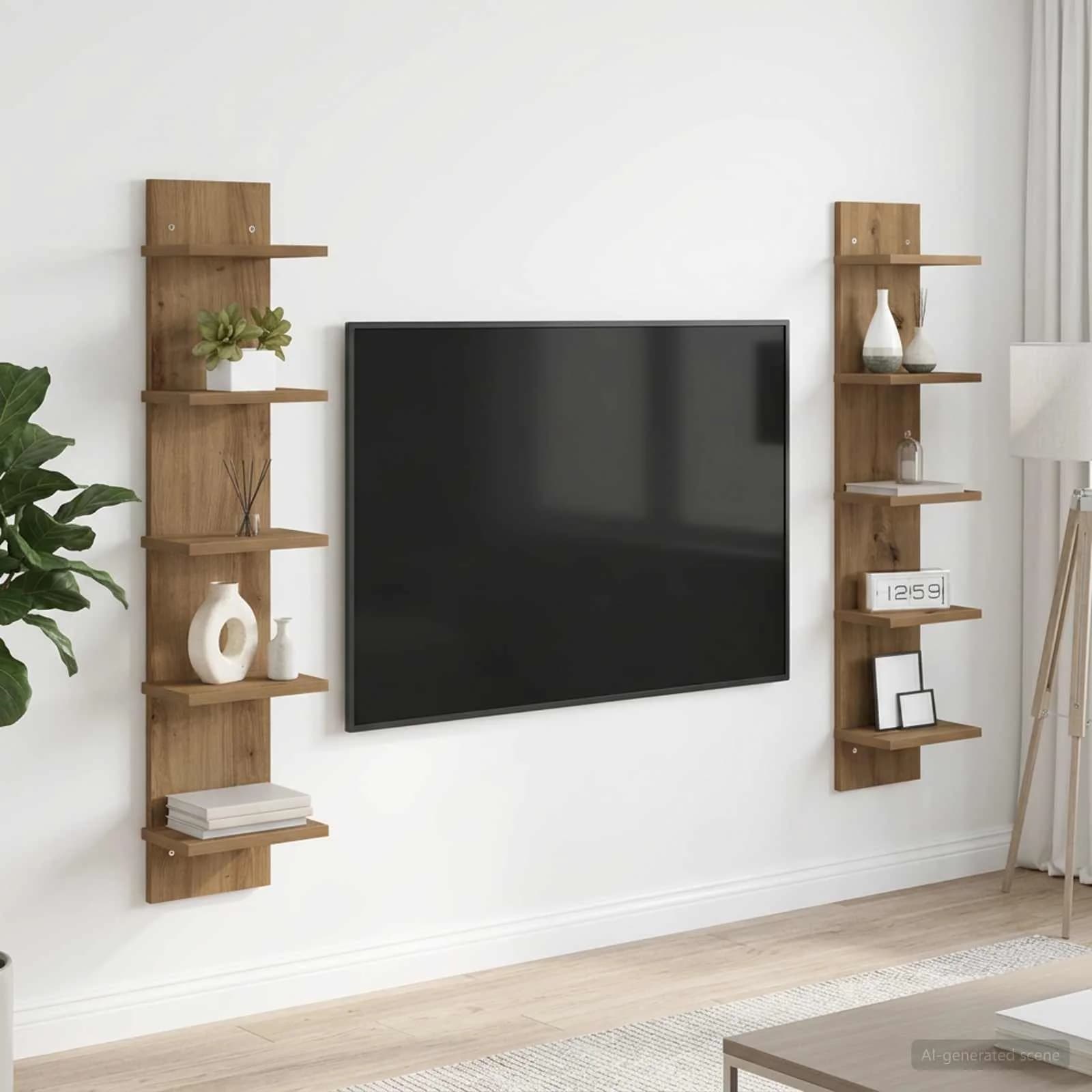 Stenska polica 2 kos Artisan hrast 22 x 15 x 100 cm