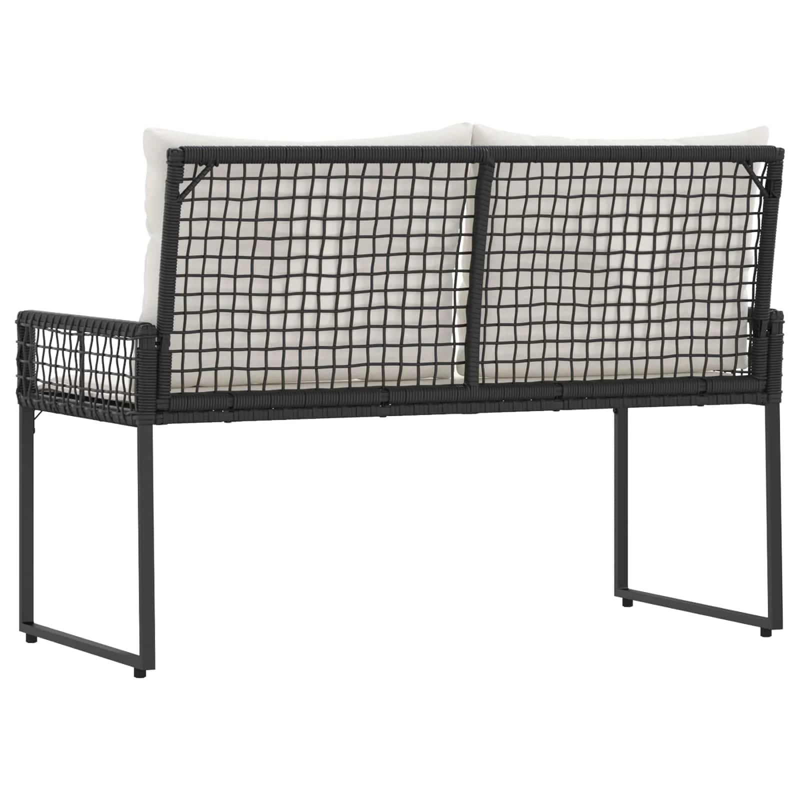 Zunanja klop z blazino Črna in krem bela 118 x 55 x 82 cm - slika 7