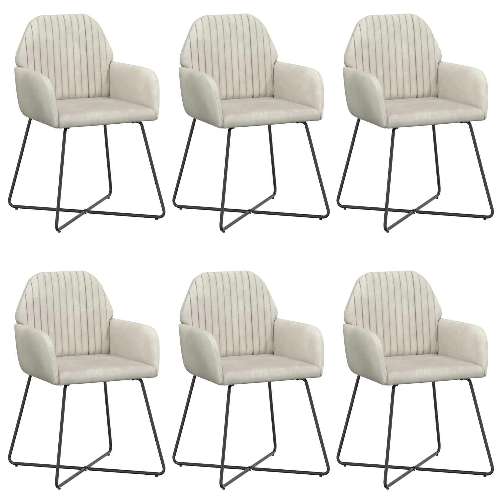 Jedilni stoli 6 kos Žamet Krem 55 x 50 x 84 cm - slika 2