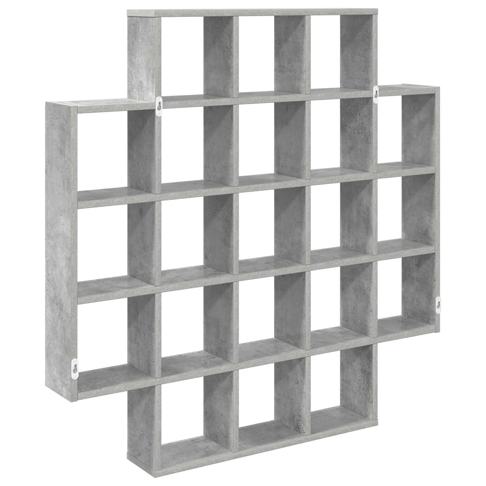 Stenska polica Betonsko siva 100 x 13 x 100 cm Inženirski les - slika 6