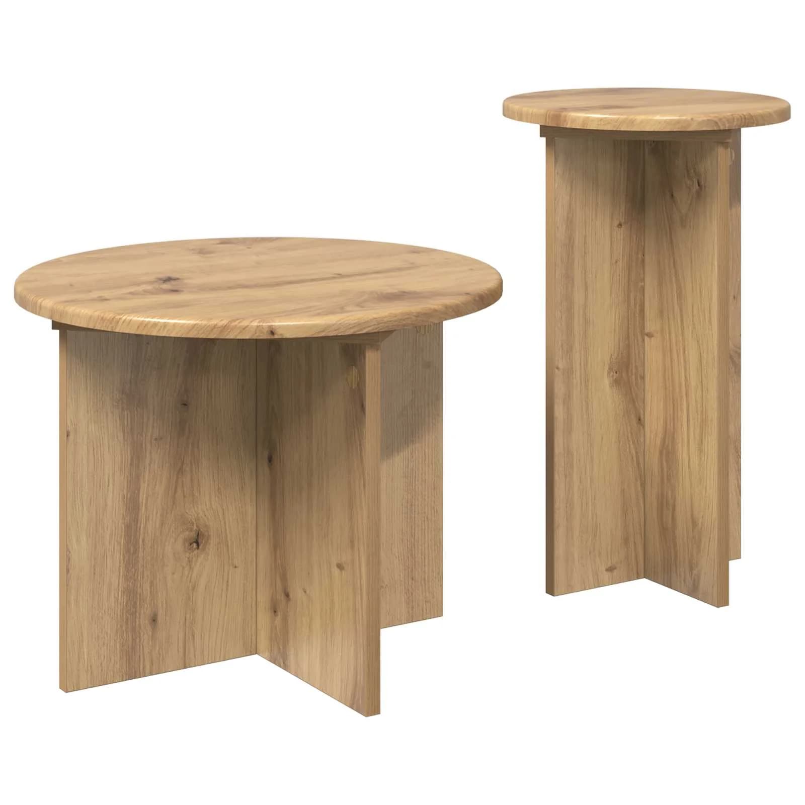 Komplet stranskih mizic 2 kos Artisan hrast Ø 45 x 35 cm - slika 5