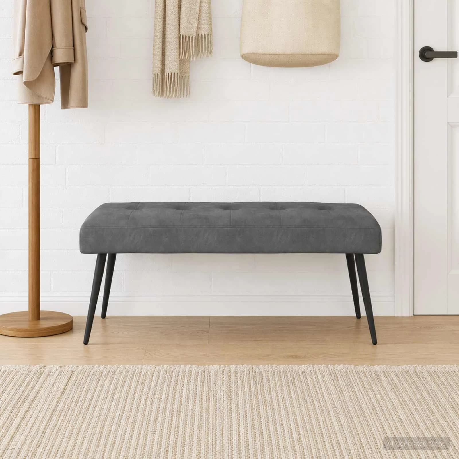 Klop s gumbnim oblazinjenjem Temno siva 110 x 40 x 46 cm Žamet - slika 3