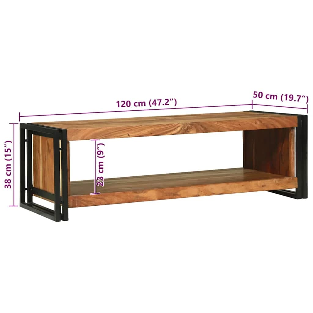 Klubska miza Rjava 120 x 50 x 38 cm Masiven les akacije - slika 10