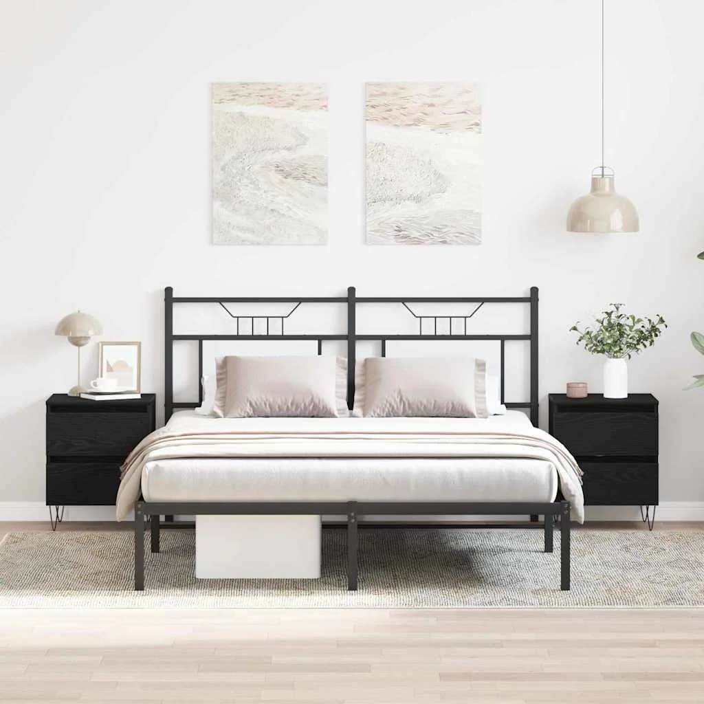 Nočna omarica 2 kos Črni hrast 40 x 35 x 50 cm Inženirski les
