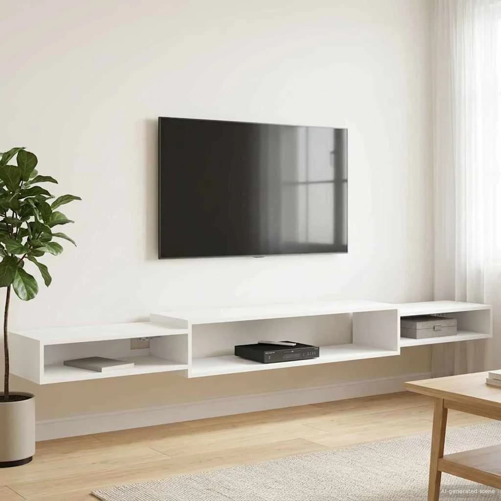 Stenska TV omarica Montaža za steno Bela 220 x 28 x 21 cm