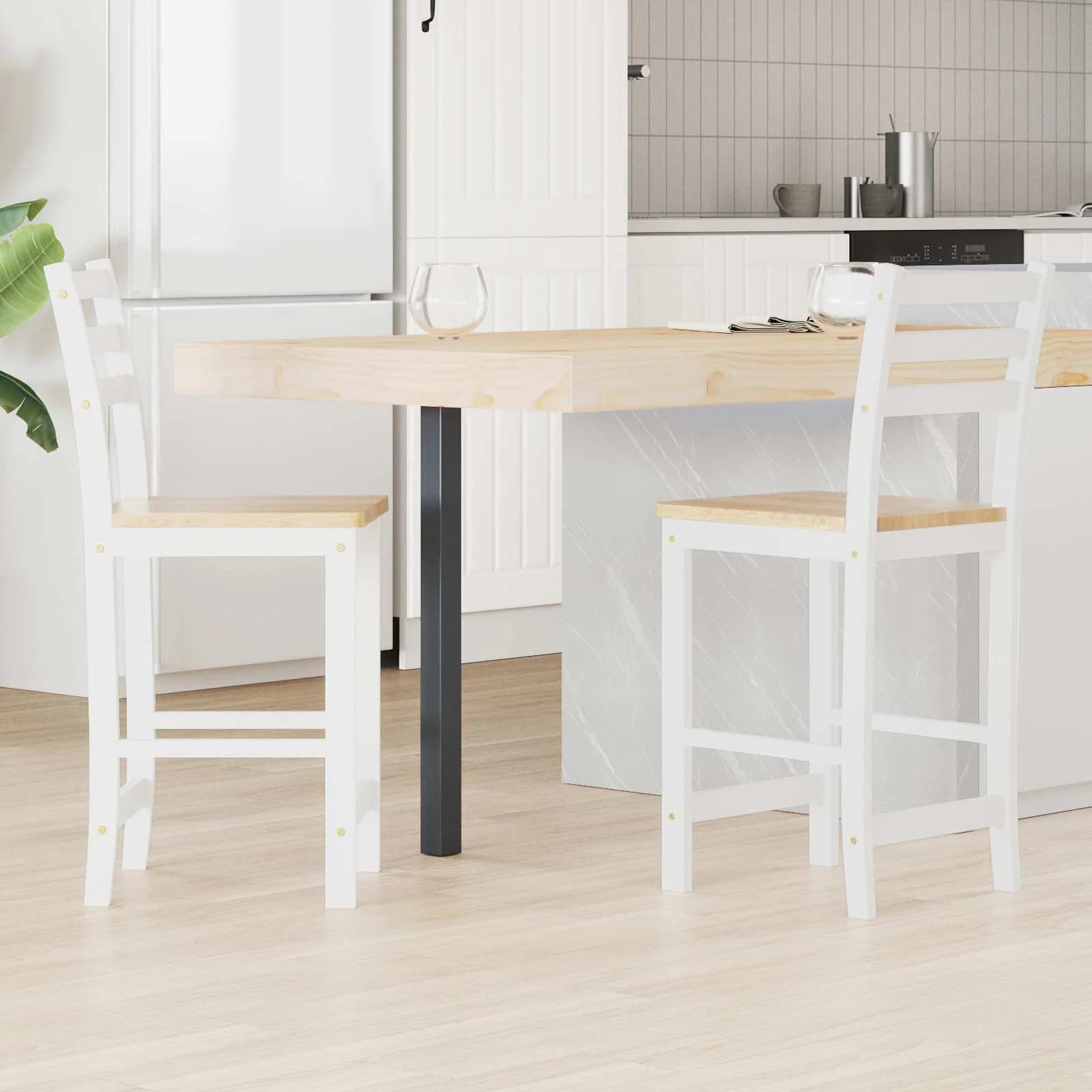 Jedilni stoli 2 kos Masivno gumovo les Bela 40 x 47,5 x 99,5 cm