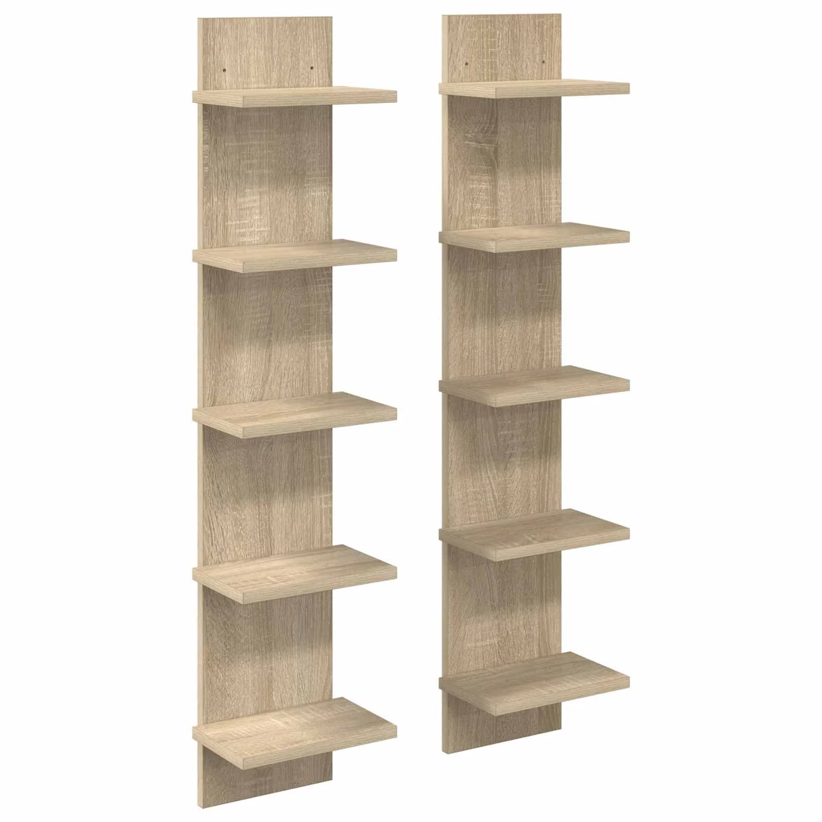 Stenska polica 2 kos Sonoma hrast 22 x 15 x 100 cm - slika 2