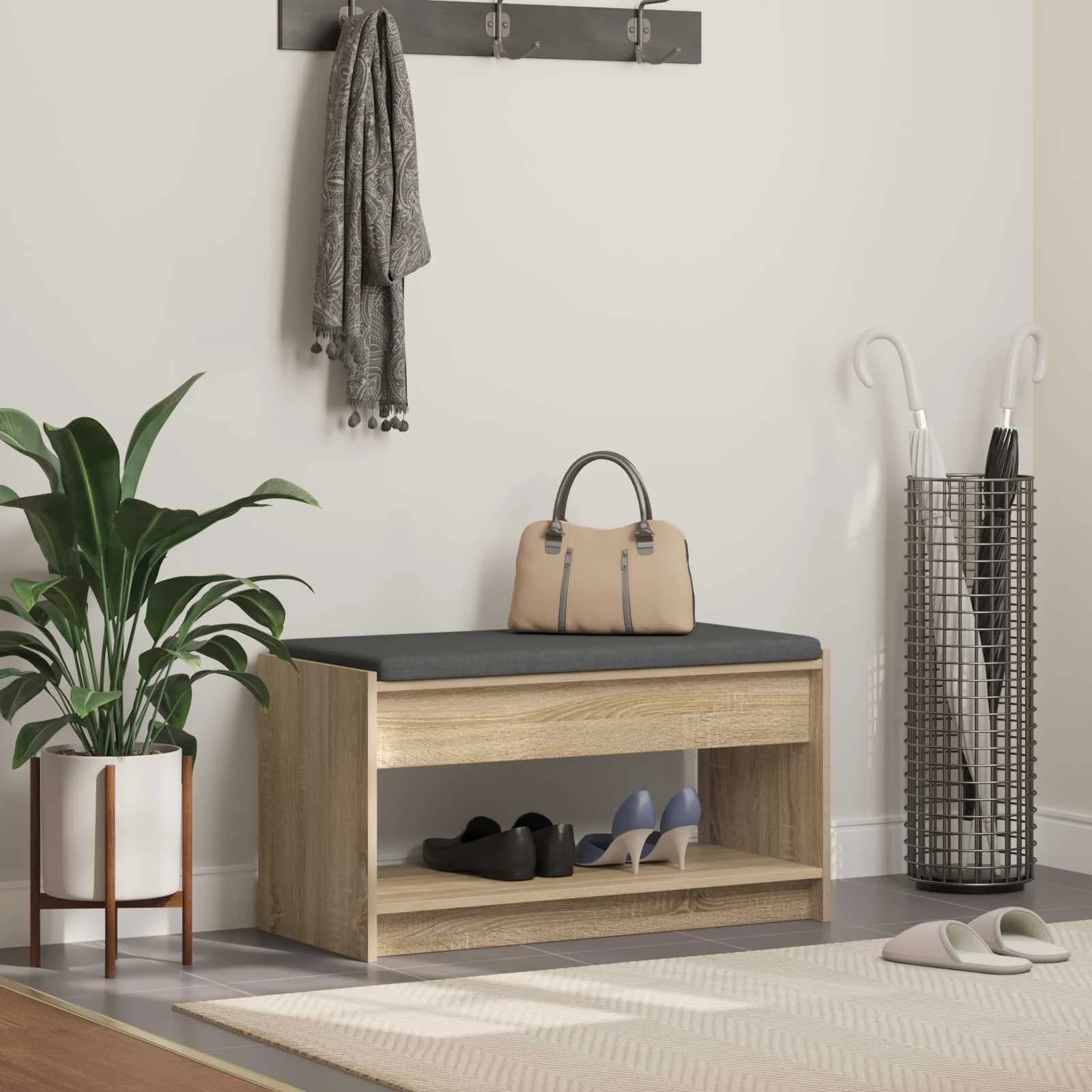 Haldna klop z blazino s polico Sonoma hrast 83 x 38 x 45 cm