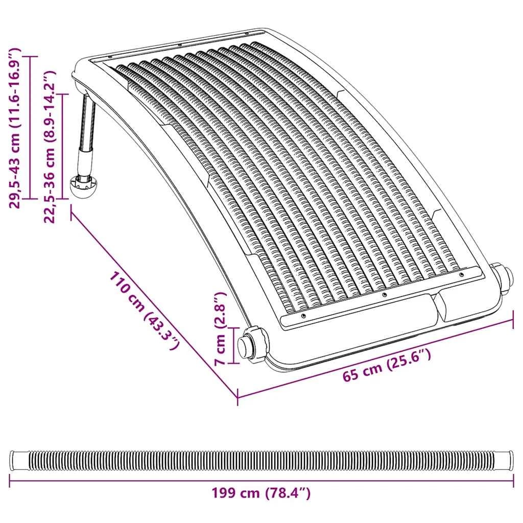 Zaobljen solarni grelni panel za bazen 2 kosa 110x65 cm - slika 12