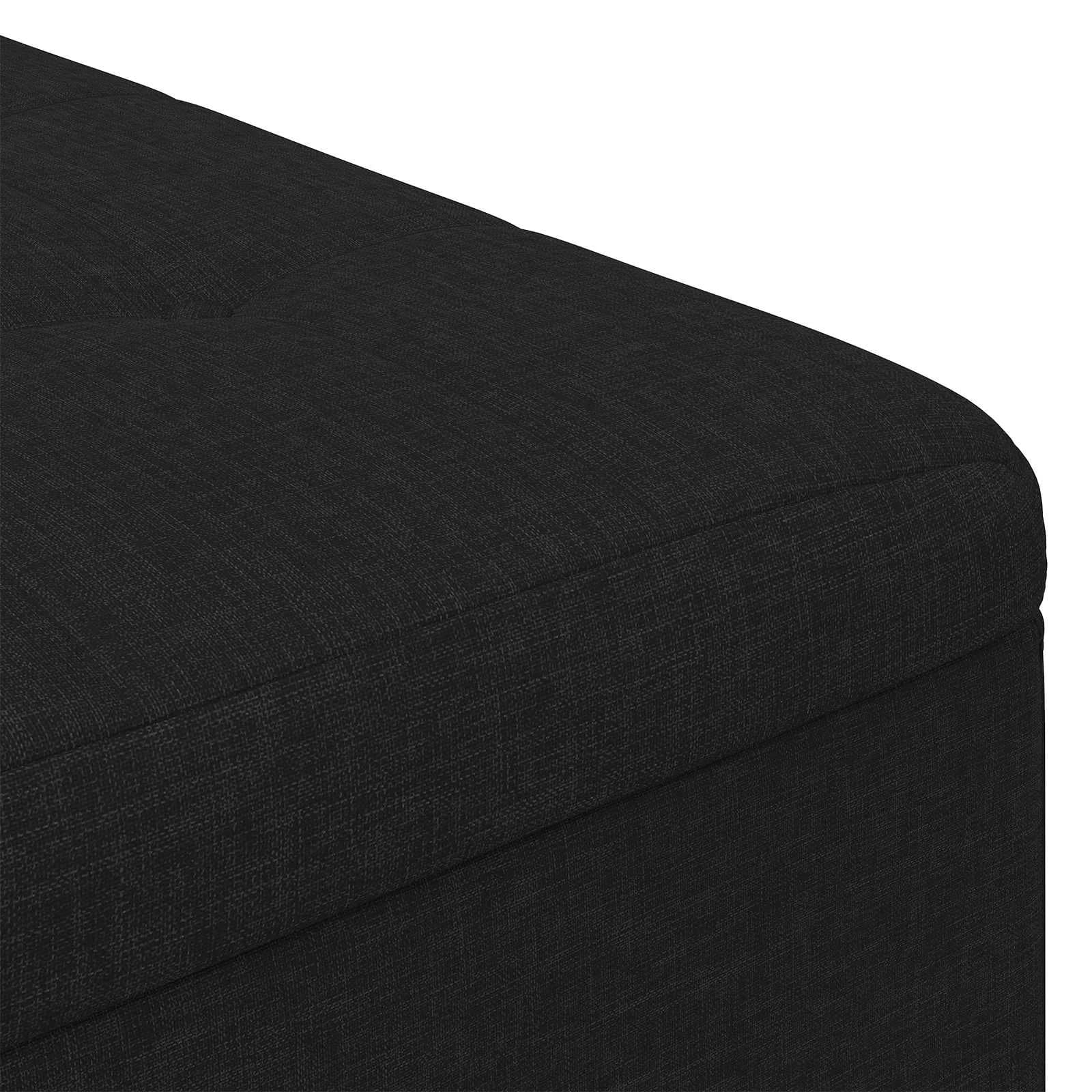 Shranjevalna tabureta z blazino Črna 80 x 80 x 45 cm blago - slika 7