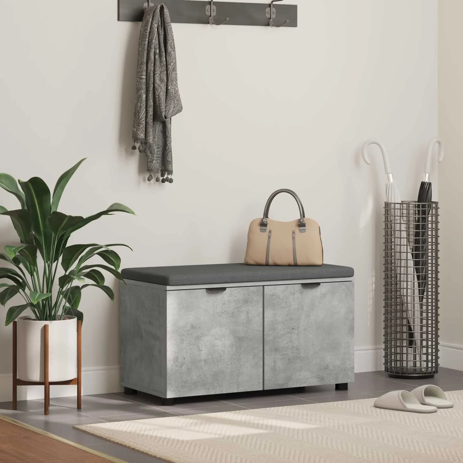 Haldna klop Beton Siva 80 x 38 x 46 cm Oblikovan Les in Tkanina
