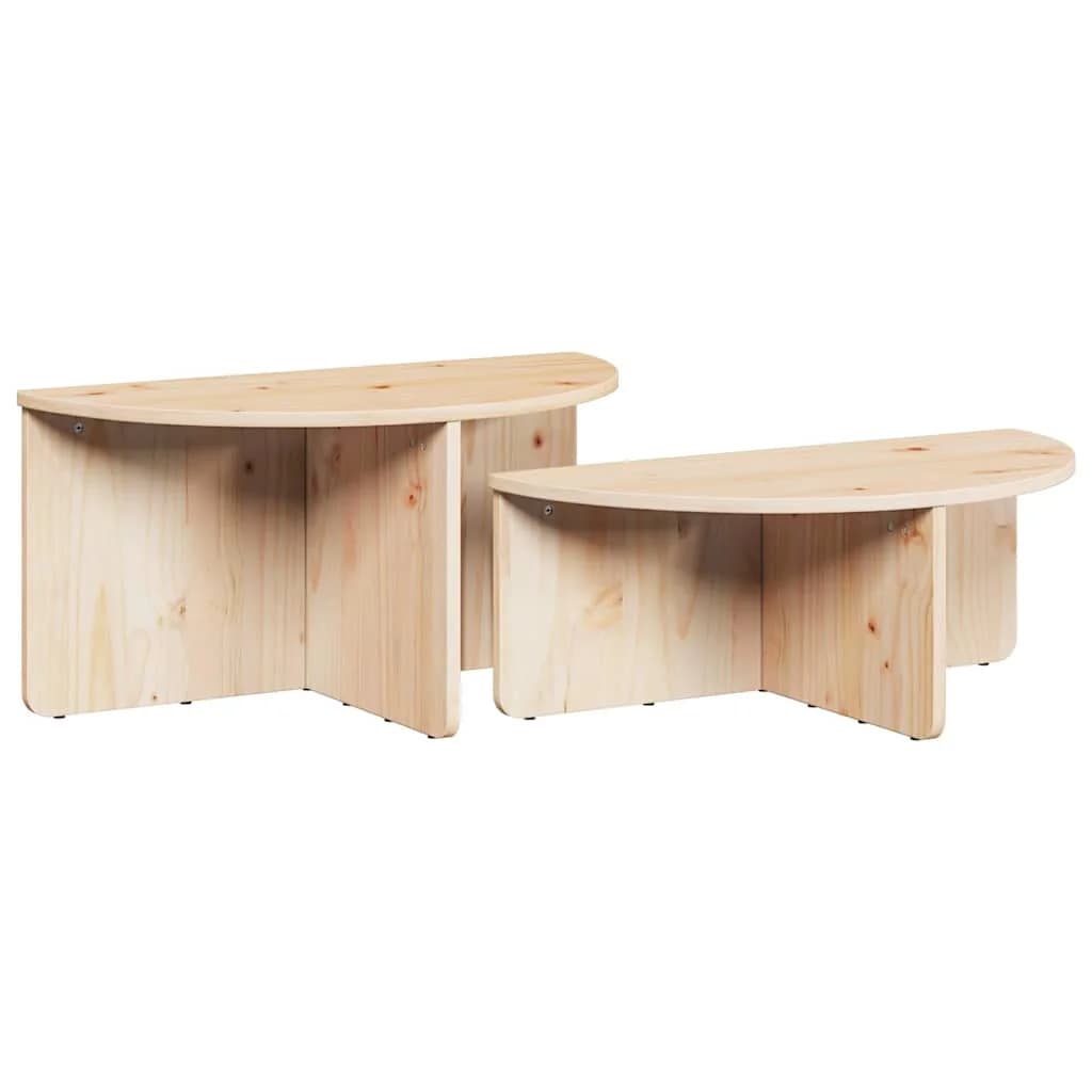 Klubska miza 2 kos Naravna 79 x 39,5 x 40 cm Trdna borovina - slika 2