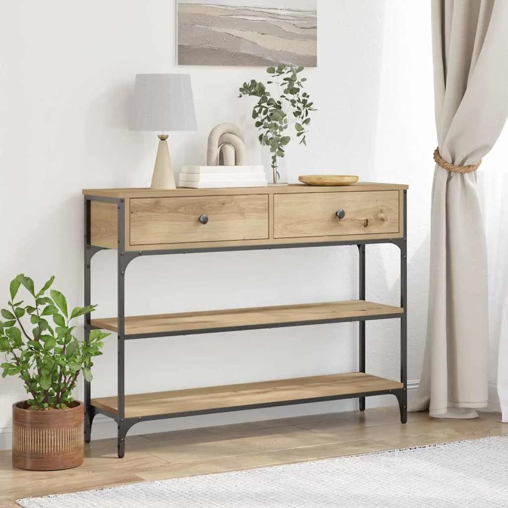 Konzolna miza Umetni hrast 100 x 25 x 75 cm Inženirski les