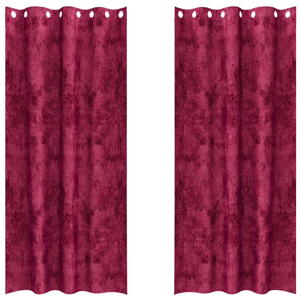 Velvete zavese 2 kos Vinorodna rdeča 260 x 140 cm Žamet - slika 2