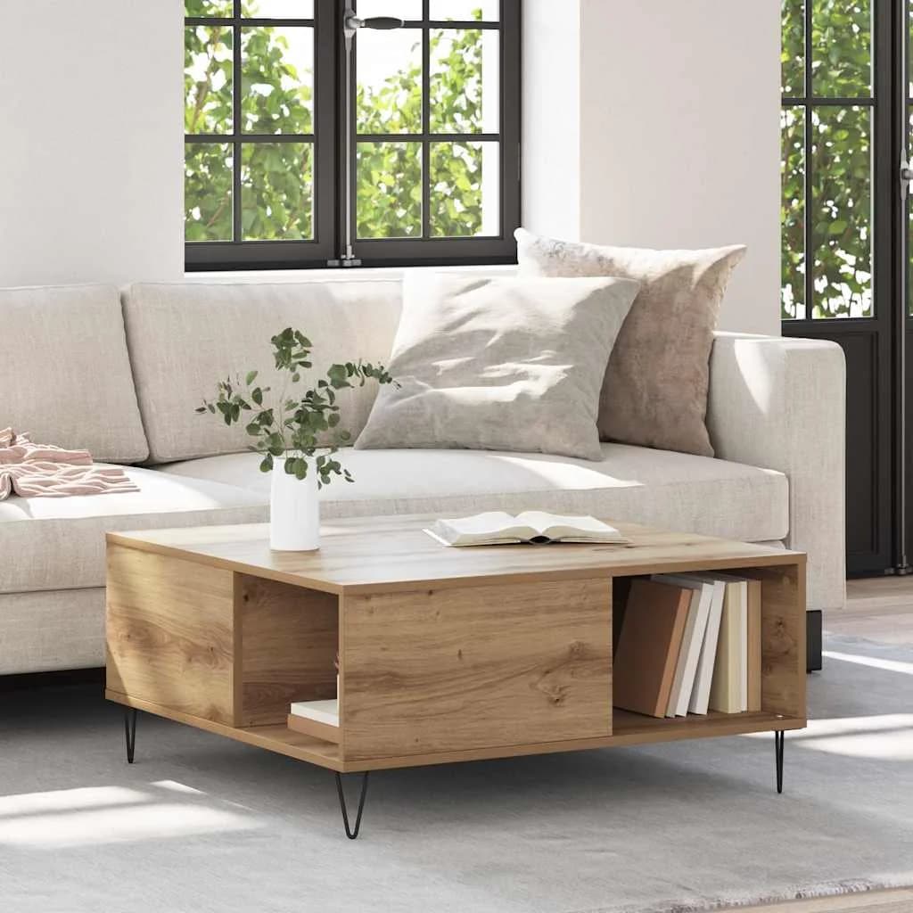 Klubska miza Umetni hrast 80 x 80 x 36,5 cm Inženirski les