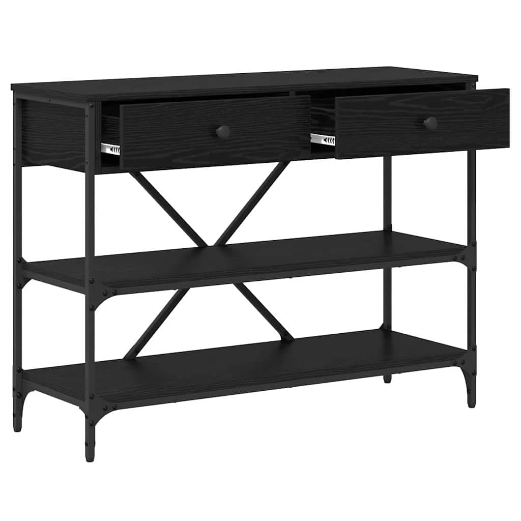 Konzolna miza s predalom Črna Orehovina 100 x 34,5 x 75 cm les - slika 5