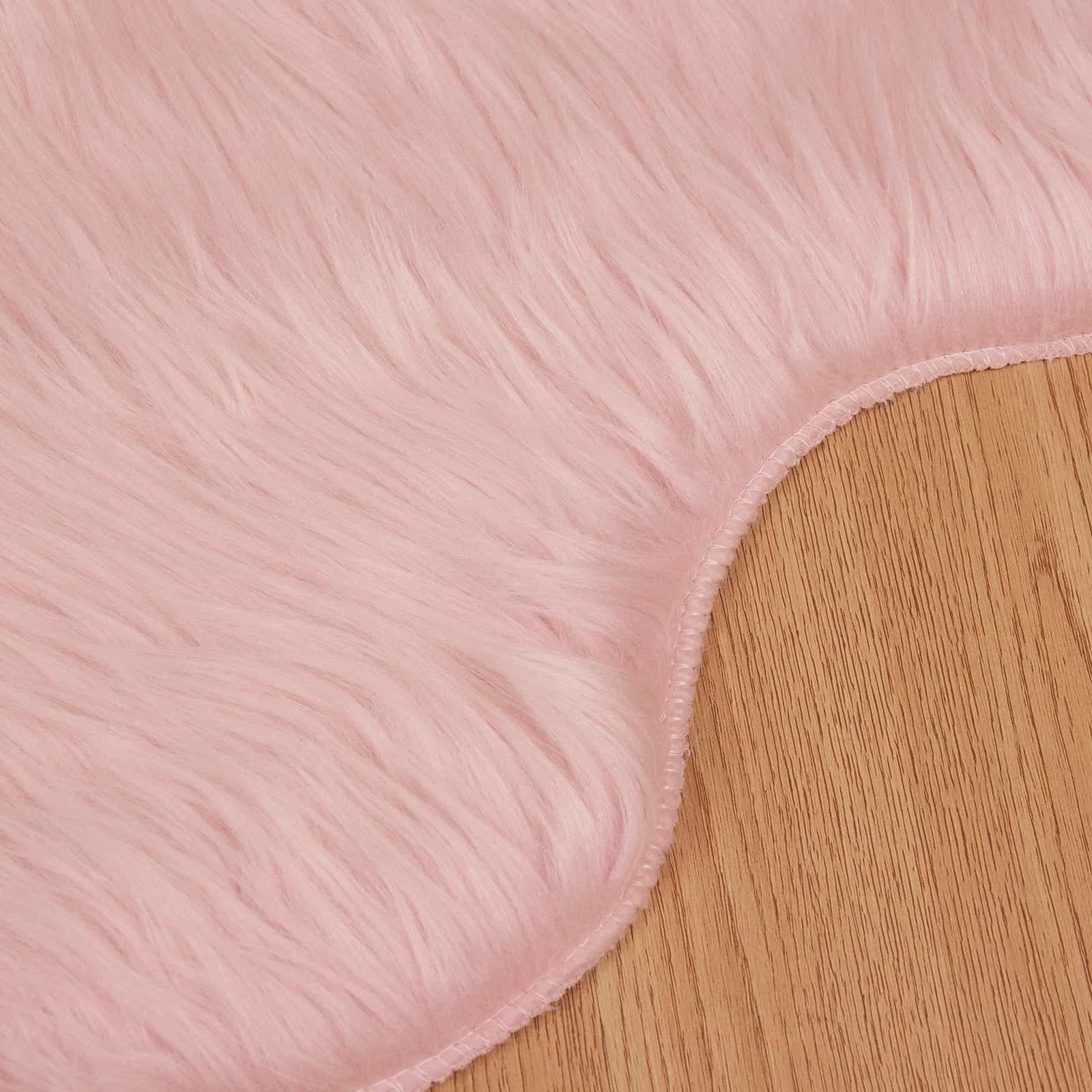 Preproga iz umetnega ovčjega krzna TAFALLA Roza 80 x 120 cm - slika 7