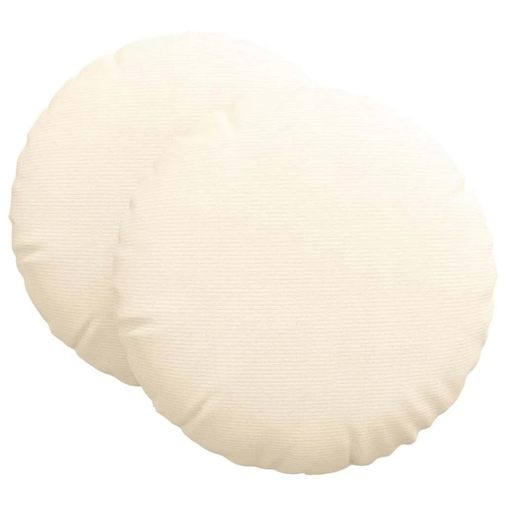 Sedežne blazine 2 kos Žametna tkanina krema Ø 80 cm - slika 2