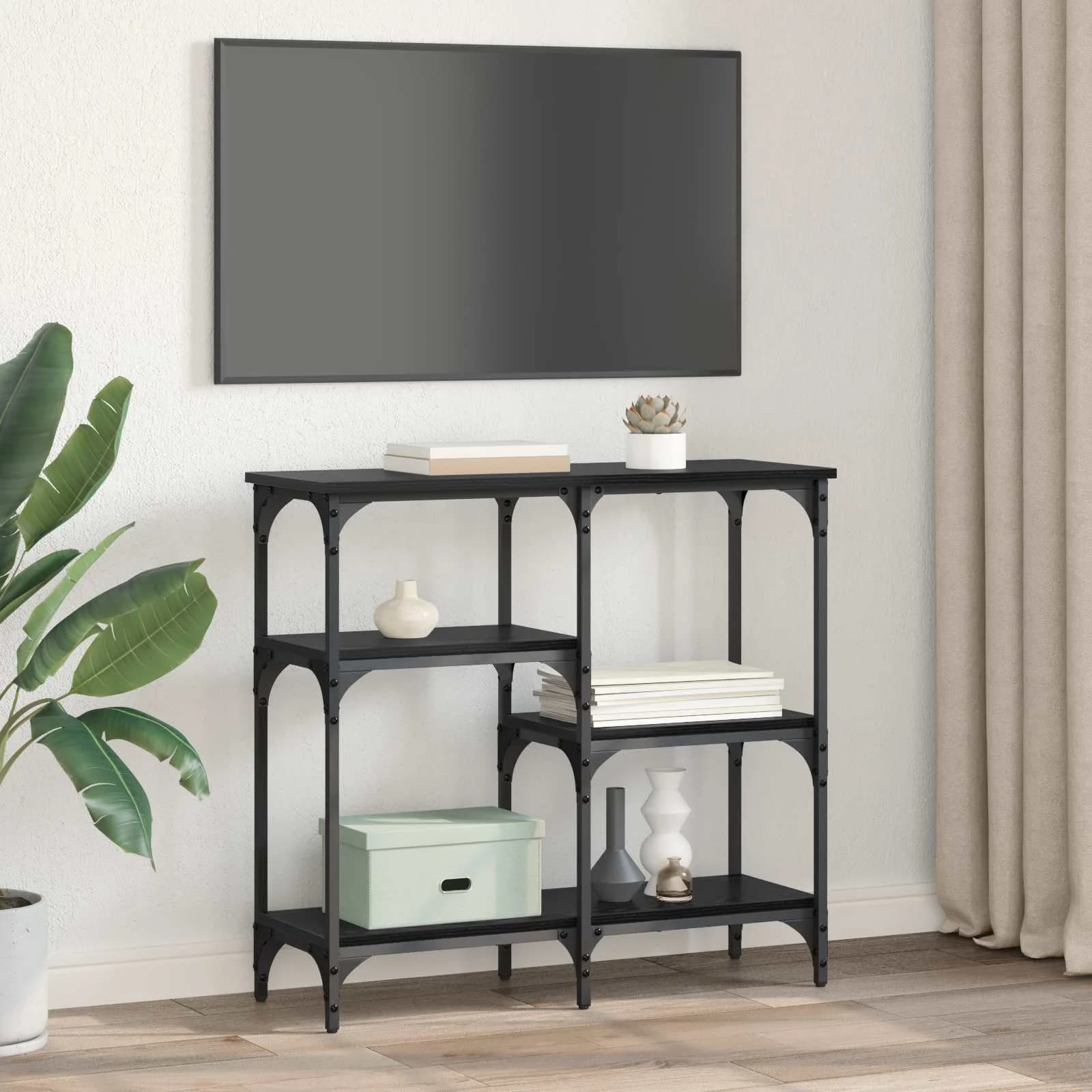 Konzolna miza Črna Orehovina 80 x 29 x 75 cm Inženirski les - slika 4