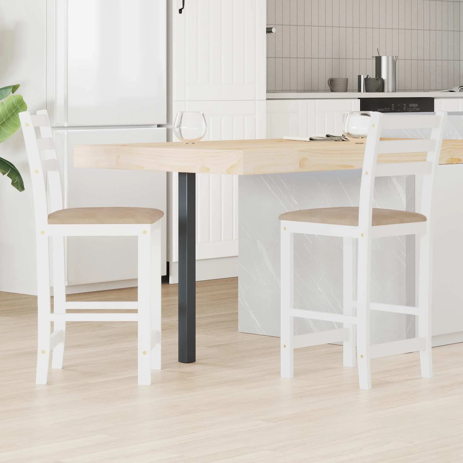 Jedilni stoli 2 kos Masivno gumovo les Bela 40 x 47,5 x 99,5 cm