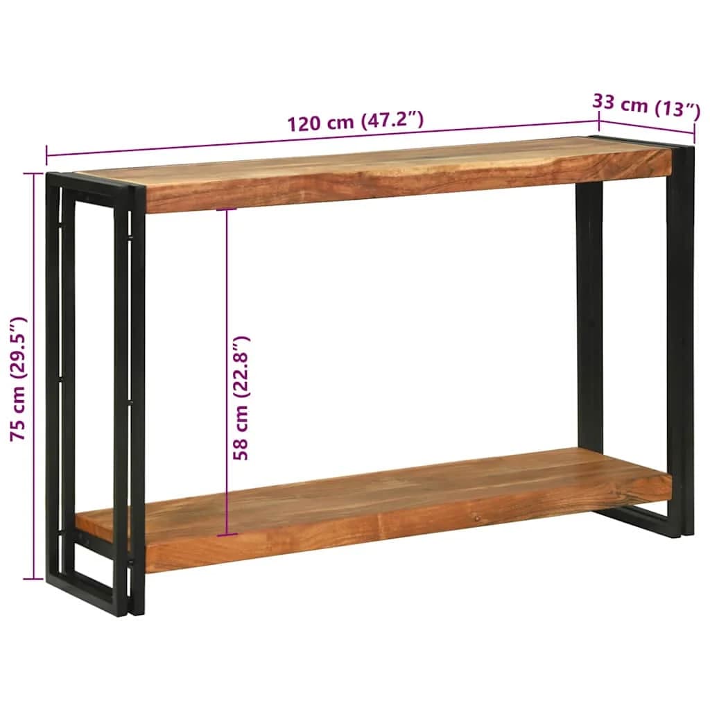 Konzolna miza Rjava 120 x 33 x 75 cm Masiven les akacije - slika 10