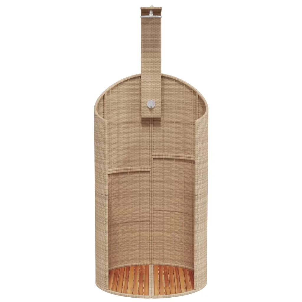 Zunanji tuš bež 100x100x241,5 cm poli ratan in akacijev les - slika 5