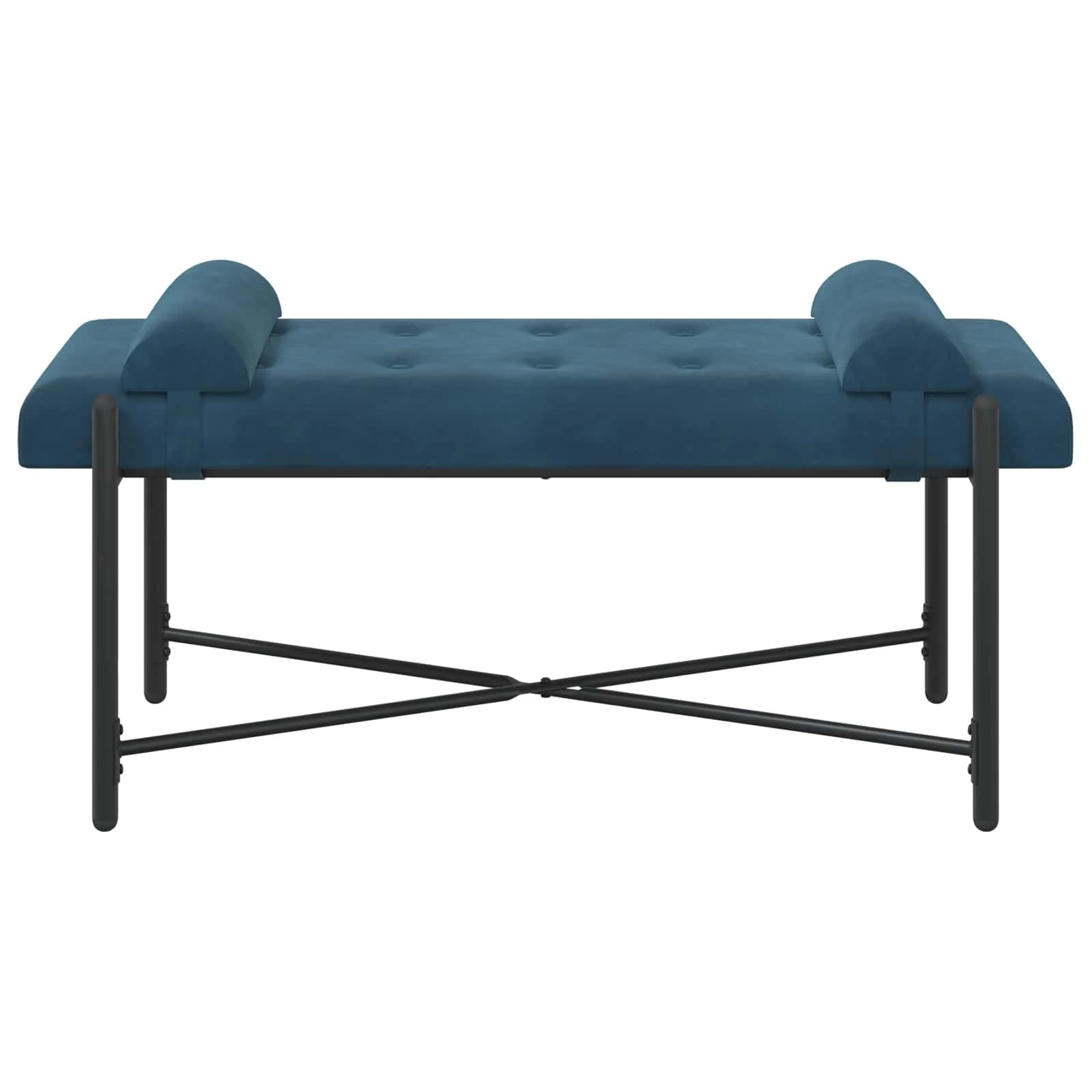 Klubska klop z gumbi in vzglavniki Modra 110 x 40 x 46 cm Žamet - slika 5