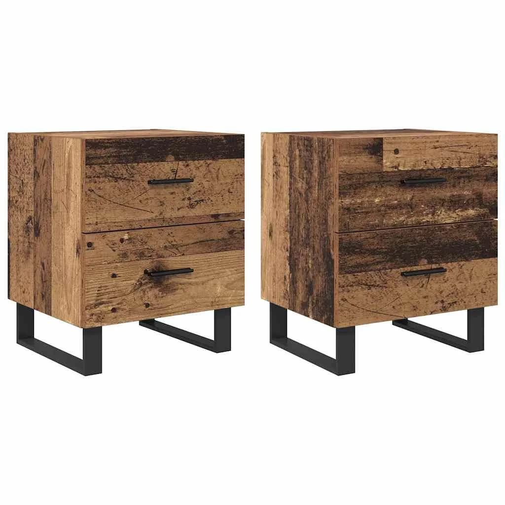 Nočna omarica 2 kos Staro les in črna 40 x 35 x 47,5 cm - slika 2