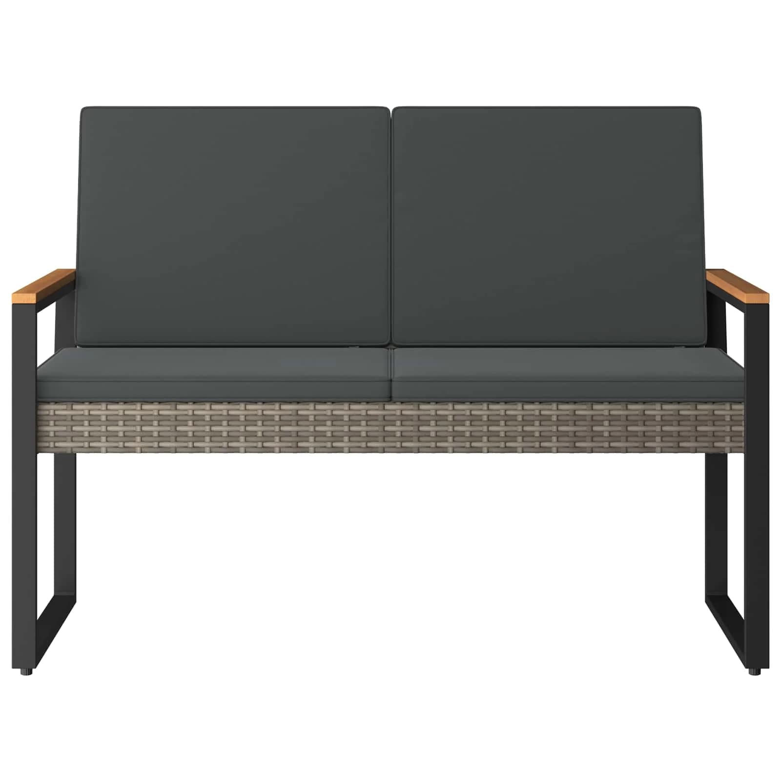 Zunanja klop Siva in temno siva 107 x 61 x 80 cm poli ratan - slika 5