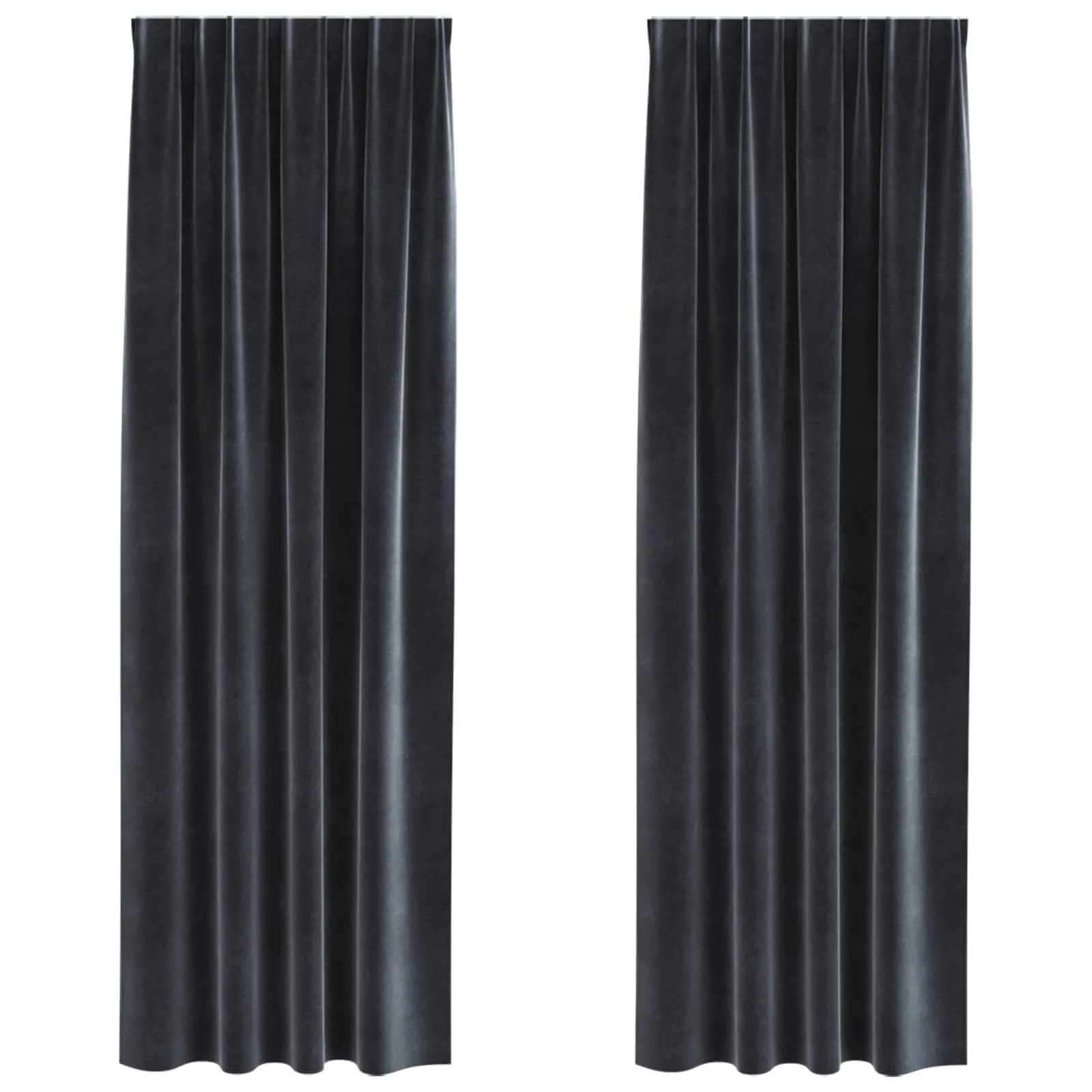 Zatemnitvene zavese 2 kos Temno siva 140 x 225 cm Žamet - slika 2
