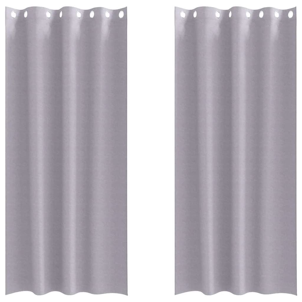 Zavese za zatemnitev z obroči 2 kos Kovinsko siva 225 x 140 cm - slika 2