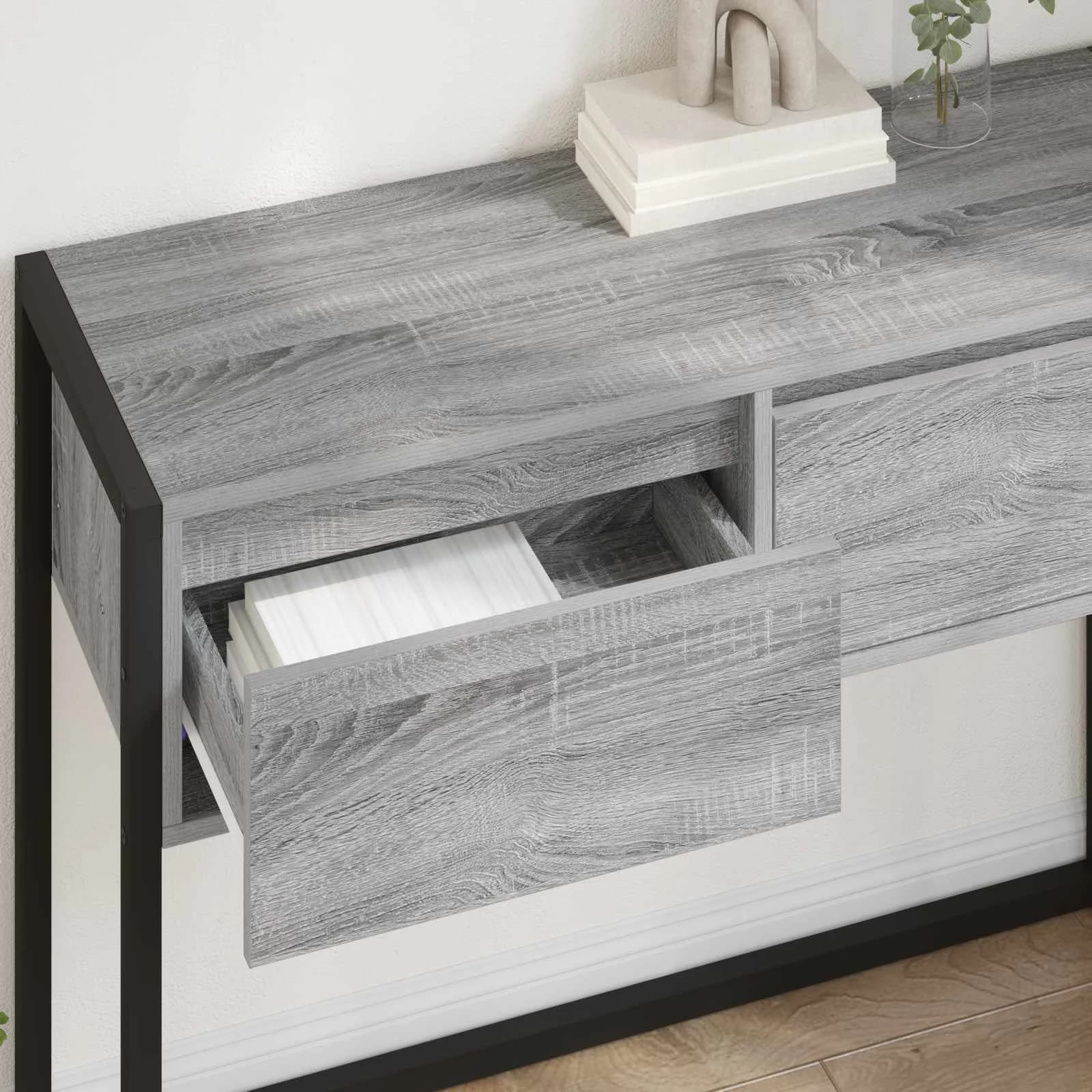 Stranska miza Siva Sonoma 100 x 36 x 75 cm Inženirski les - slika 4