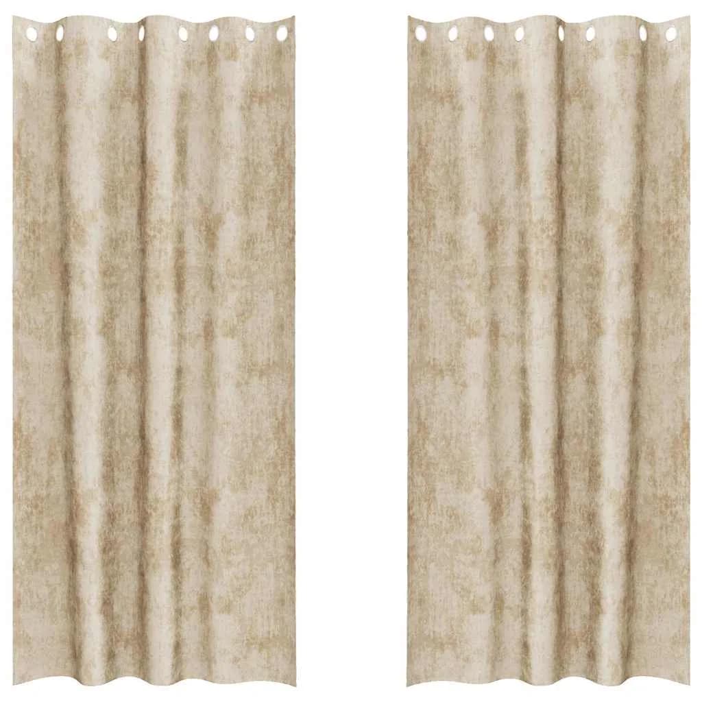 Velvete zavese 2 kos krema 245 x 140 cm Žamet - slika 2
