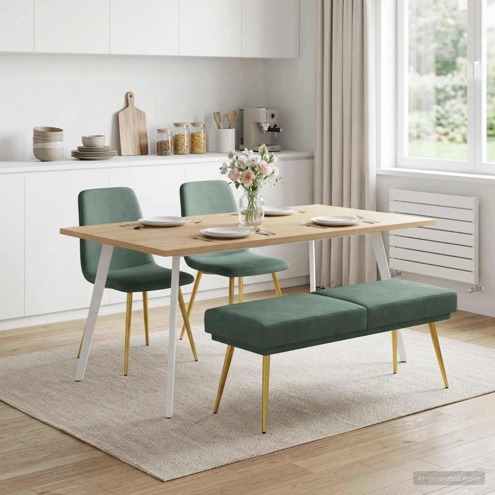 Dvojna klop Morsko zelena 120 x 45 x 46 cm Žamet