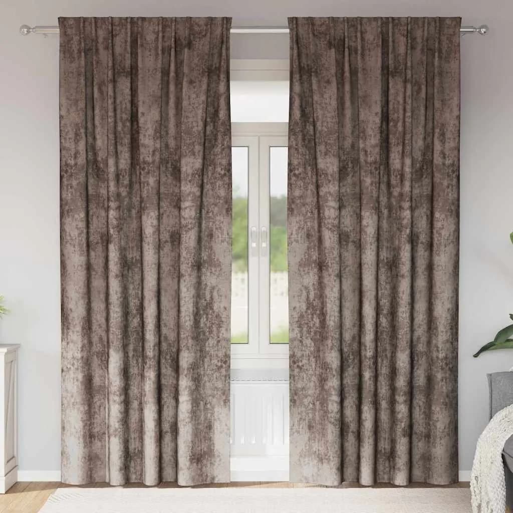 Velvete zavese 2 kos Kapučino 260 x 140 cm Žamet