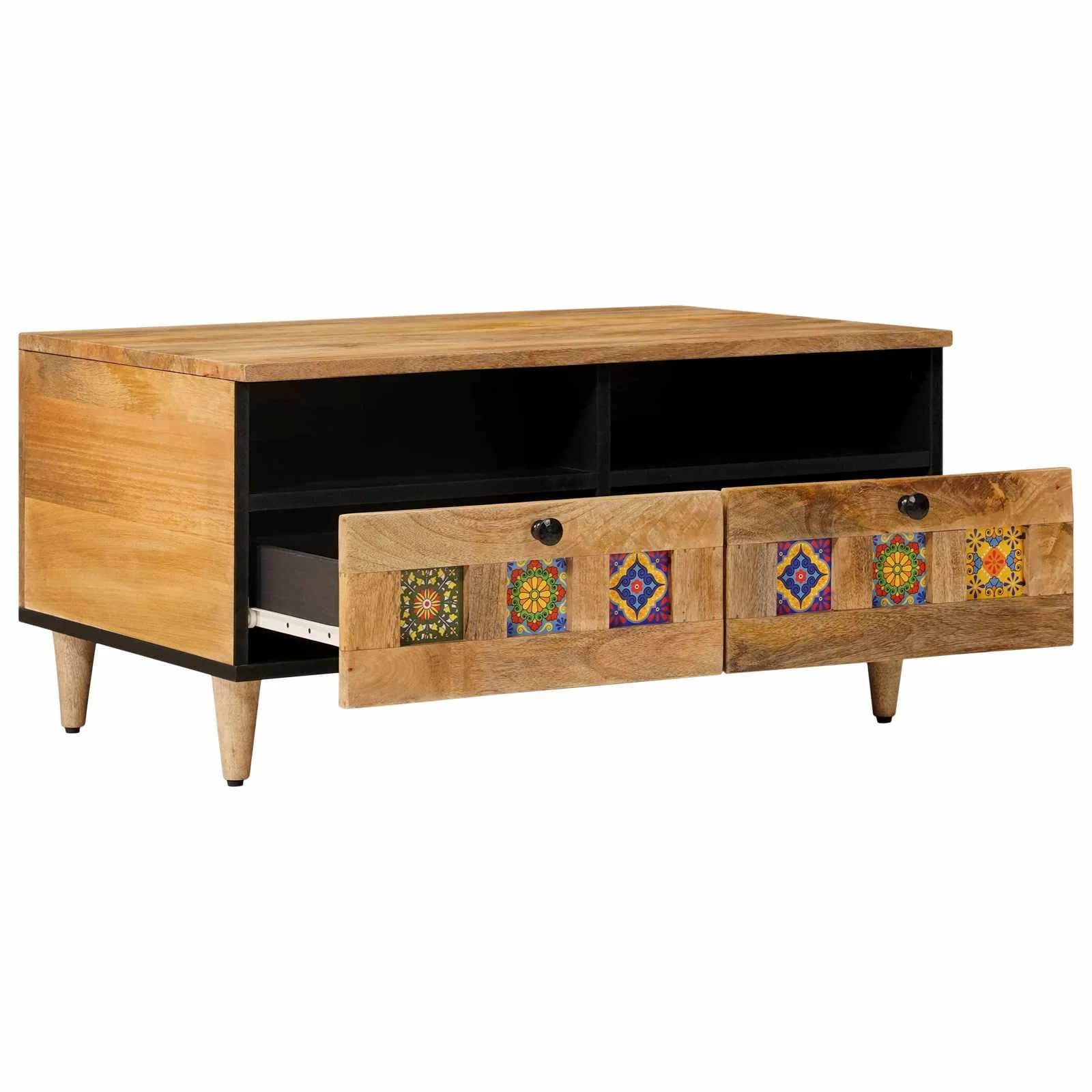 Klubska miza Naravna 80 x 54 x 40 cm Masiven les manga - slika 2